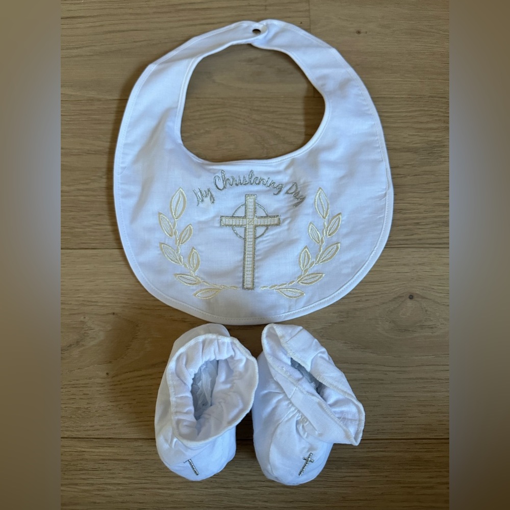 Christening Bib & Booties